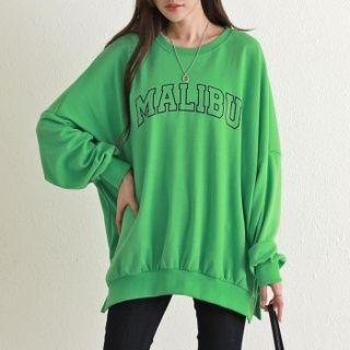 Letter Slit-side Oversized Sweatshirt