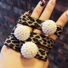 Faux Pearl Leopard Print Hair Tie As Shown In Figure - One Size