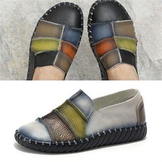 Color-block Genuine Leather Sneakers