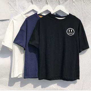 Short-sleeve Emoji Print T-shirt
