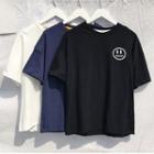 Short-sleeve Emoji Print T-shirt