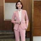 Plain Blazer / Dress Pants / Shirt / Mini Pencil Skirt / Set