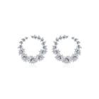 Fashion And Elegant Geometric Round Flower Stud Earrings With Cubic Zirconia Silver - One Size