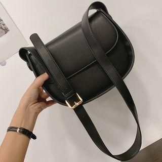 Faux Leather Crossbody Bag W246 - Black - One Size