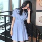 Pinstriped Short Sleeve Shirt Dress