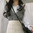 Plaid Camisole / Mini A-line Skirt / Lantern-sleeve Shirt