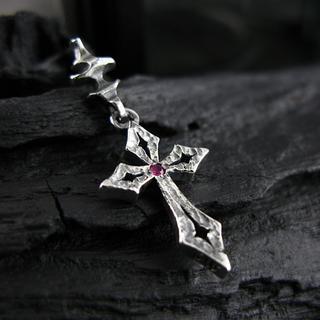 Hand Made Cross Ruby Single Earring