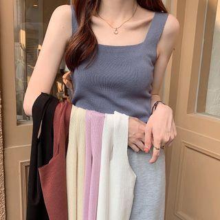 Plain Sleeveless Knitted Tank Top