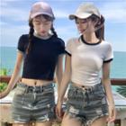 Short-sleeve Cropped Ringer T-shirt