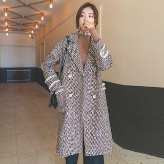 Notch-lapel Double-breasted Tweed Coat