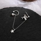 925 Sterling Silver Stud Earring With Cuff Cupid Eros - Silver - One Size
