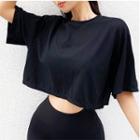 Elbow-sleeve Cropped Sports T-shirt