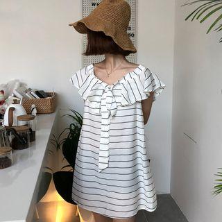 Striped Ruffle Halter Tunic