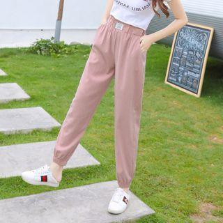 High-waist Applique Plain Pants