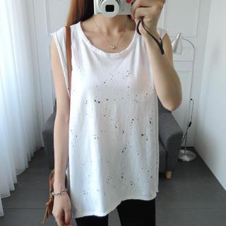 Sleeveless Paint-splatter Top