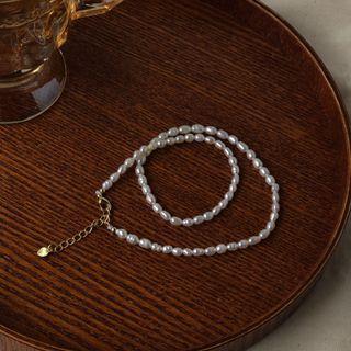 Freshwater Pearl Necklace B-693 - Gold - One Size
