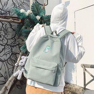 Rabbit Charm Crocodile Print Nylon Backpack