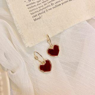 Glaze Heart Dangle Earring 1 Pair - Surgical Steel - Heart - One Size