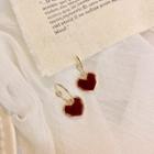 Glaze Heart Dangle Earring 1 Pair - Surgical Steel - Heart - One Size