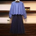 Sweater / Striped Midi A-line Skirt / Set
