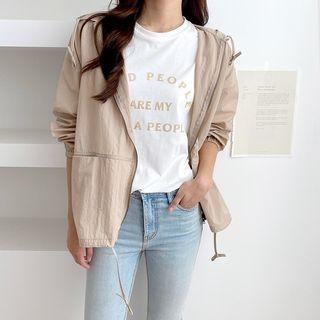 Hooded Dip-back Drawstring Jacket