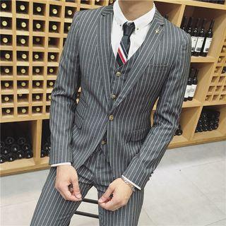 Set: Striped Blazer + Vest + Dress Pants