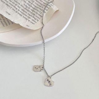 Bear Heart Pendant Sterling Silver Necklace 1pc - Silver - One Size