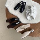 Crocodile Grain Square Toe Low Chunky Heel Mules