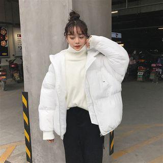 Plain Loose-fit Hooded Jacket