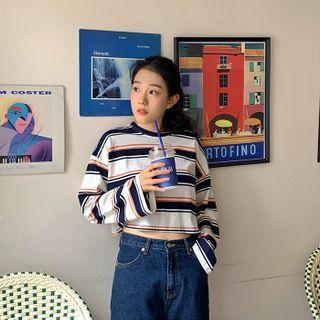 Striped Cropped Cotton T-shirt
