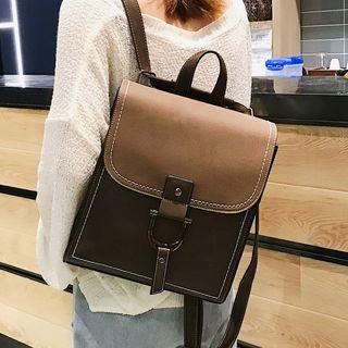 Set: Retro Faux Leather Backpack + Shoulder Bag