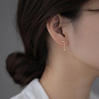 Curve & Chain Sterling Silver Dangle Earring