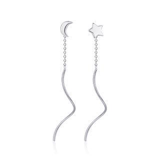 M / Star Swirl Alloy Dangle Earring 1 Pair - Silver - One Size