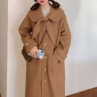 Button-up Long Coat Camel - One Size