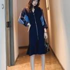 Long-sleeve Front-zip A-line Dress
