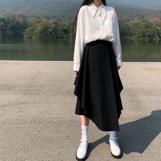 Plain Asymmetrical Hem Skirt