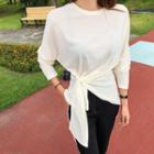 Knot-waist Plain T-shirt