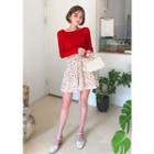 Accordion-pleat Floral Miniskirt