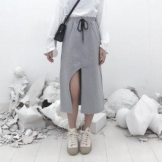 Elastic-waist Midi-skirt