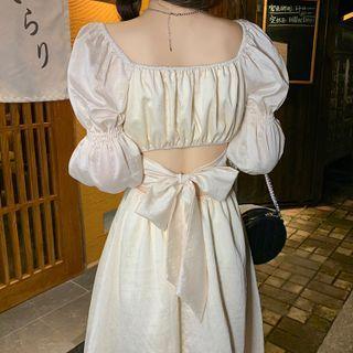 Flare-sleeve Plain Top / Dress