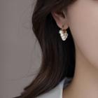 Faux Pearl Alloy Fringed Earring 1 Pair - Gold & White - One Size