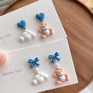Bear Cloud Asymmetrical Alloy Dangle Earring