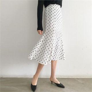 Polka-dot Chiffon Midi Mermaid Skirt