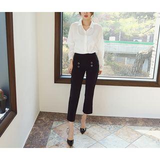 Button-detail Tapered Pants