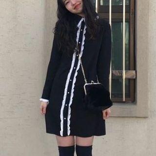 Frill Trim Shirtdress