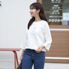 Raglan 3/4-sleeve Letter T-shirt
