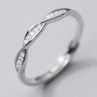 Rhinestone Twisted Ring Silver - One Size