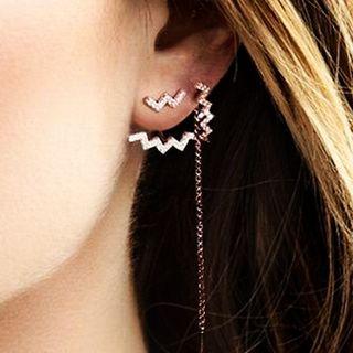 Rhinestone Zigzag Swing Earring