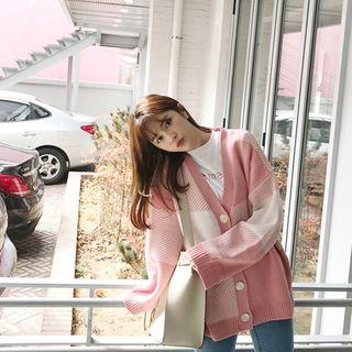 Loose-fit Color-block Cardigan