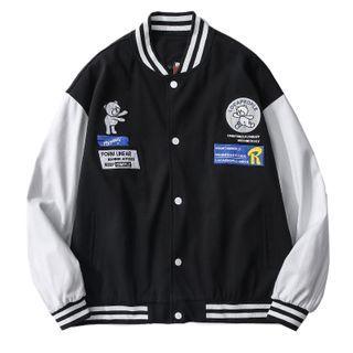 Two-tone Embroidered Baseball Jacket